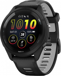 Garmin Forerunner 265 | 46mm Black Bezel and Case with Black/Powder Gray Silicone Band (010-02810-00/10)