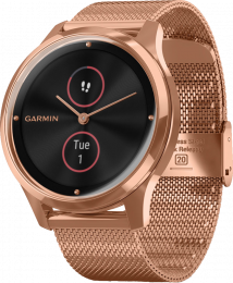 Garmin vívomove Luxe | 42mm 18K Rose Gold PVD Stainless Steel Case with Rose Gold Milanese Band (010-02241-24/04)