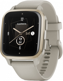 Garmin Venu Sq 2 – Music Edition | 40mm Cream Gold Aluminum Bezel with French Gray Case and Silicone Band (010-02700-12)