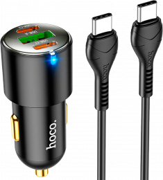 АЗУ Hoco C96A 45W USB-A + USB-Cx2 + USB-C кабель Black (6931474765208)