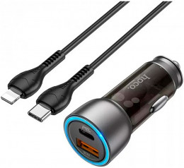 АЗУ Hoco NZ8 25W+18W USB-A + USB-C + Lightning кабель Brown (6931474782731)