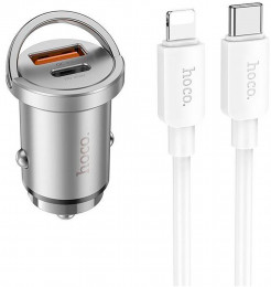 АЗУ Hoco NZ10 Handy 45W USB-A + USB-C + Lightning кабель Silver (6942007601832)