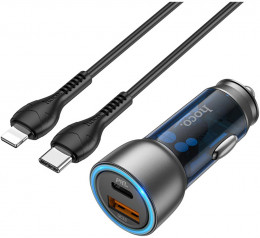 АЗУ Hoco NZ8 25W+18W USB-A + USB-C + Lightning кабель Blue (6931474782748)