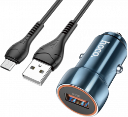 АЗУ Hoco Z46 Blue shield USB-A 18W + USB-С кабель Sapphire Blue (6931474770325)