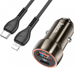 АЗУ Hoco Z46A Blue Whale 20W USB-A + USB-C + Lightning кабель Metal Gray (6931474770356)