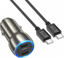АЗУ Hoco Z48 20W+20W USB-Cx2 + USB-C кабель Metal Gray (6931474795038)