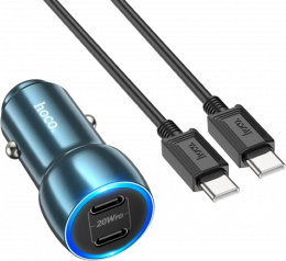 АЗУ Hoco Z48 20W+20W USB-Cx2 + USB-C кабель Sapphire Blue (6931474795045)