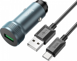 АЗУ Hoco Z49A Level 18W USB-A + USB-C кабель Metal Gray (6931474795731)