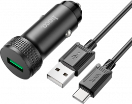 АЗУ Hoco Z49A Level 18W USB-A + USB-C кабель Black (6931474795724)