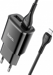 СЗУ Hoco C88A Star round 2.4A USB-Ax2 + Lightning кабель Black 6931474749505