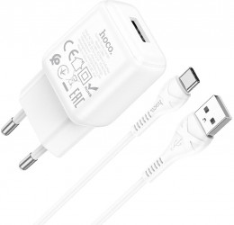 СЗУ Hoco C96A 2.1A USB-A + USB-C кабель White (6931474766038)