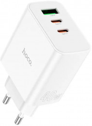 СЗУ Hoco C126A Pure 40W USB-A + USB-Cx2 White (6931474798725)