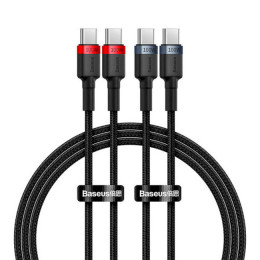 Baseus Cafule Charging Cable USB-C to USB-C 100W 1m 2pcs Red Black+Grey Black