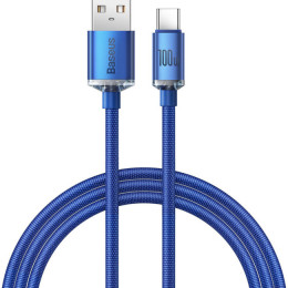 Baseus Crystal Shine Series Fast Charging Data Cable Type-C to Type-C 100W 1.2m Blue