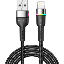 Essager Colorful LED USB Cable Fast Charging 2.4A USB-A to Lightning 2m black (EXCL-XCDA01)