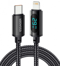 Essager Enjoy LED Digital Display USB Charging Cable Type C to Lightning 29W 1m black (EXCTL-XY01-P)