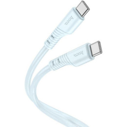 HOCO X97 Crystal color 60W silicone charging data cable Type-C to Type-C light blue