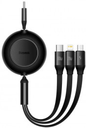 Baseus Bright Mirror 2 Series Retractable 3-in-1 Fast Charging Data Cable Type-C to M+L+C 100W 1.1m Black