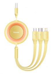 Baseus Bright Mirror 2 Series Retractable 3-in-1 Fast Charging Data Cable USB to M+L+C 3.5A 1.1m yellow