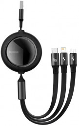 Baseus Bright Mirror 2 Series Retractable 3-in-1 Fast Charging Data Cable USB to M+L+C 66W 1.1m Black