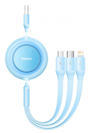 Baseus Bright Mirror 2 Series Retractable 3-in-1 Fast Charging Data Cable USB to M+L+C 3.5A 1.1m Sky Blue