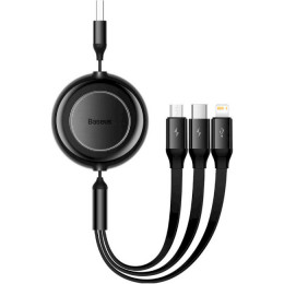 Baseus Bright Mirror 2 Series Retractable 3-in-1 Fast Charging Data Cable USB to M+L+C 3.5A 1.1m Black