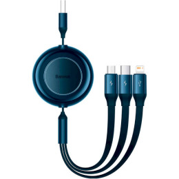 Baseus Bright Mirror 2 Series Retractable 3-in-1 Fast Charging Data Cable USB to M+L+C 3.5A 1.1m Blue