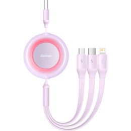 Baseus Bright Mirror 2 Series Retractable 3-in-1 Fast Charging Data Cable USB to M+L+C 3.5A 1.1m Purple