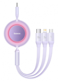 Baseus Bright Mirror 2 Series Retractable 3-in-1 Fast Charging Data Cable Type-C to M+L+C 100W 1.1m Purple