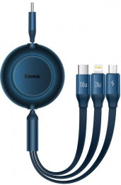 Baseus Bright Mirror 2 Series Retractable 3-in-1 Fast Charging Data Cable Type-C to M+L+C 100W 1.1m Blue