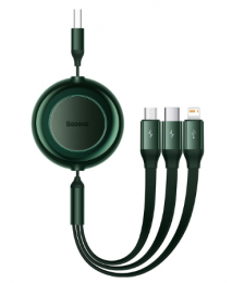 Baseus Bright Mirror 2 Series Retractable 3-in-1 Fast Charging Data Cable USB to M+L+C 3.5A 1.1m Green