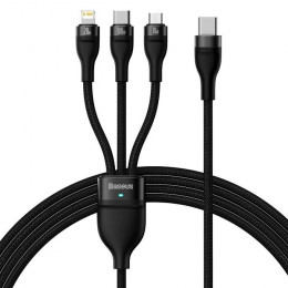 Baseus Flash Series Ⅱ One-for-three Fast Charging Cable Type-C to M+L+C 100W 1.5m Black