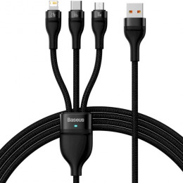 Baseus Flash Series Ⅱ One-for-three Fast Charging Data Cable USB to M+L+C 66W 1.2m Black