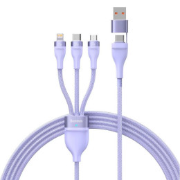 Baseus Flash Series Ⅱ Two-for-three Charging Cable U+C to M+L+C 100W 1.2m Purple