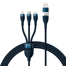 Baseus Flash Series Ⅱ Two-for-three Charging Cable U+C to M+L+C 100W 1.2m Blue