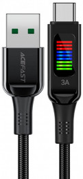 ACEFAST C7-04 USB to Type-C 3A, 1.2m, nylon, zinc connectors, LED, Black