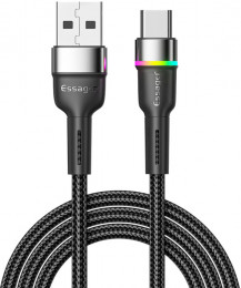 Essager Colorful LED USB Cable Fast Charging 3A USB-A to Type C 2m black (EXCT-XCDA01)