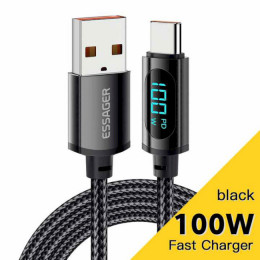 Essager Enjoy LED Digital Display USB Charging Cable USB A to Type C 100W 2m black (EXCT-XYA01-P)