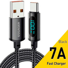 Essager Enjoy LED Digital Display USB Charging Cable USB A to Type C 100W 1m black (EXCT-XY01-P)