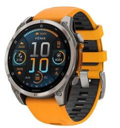 Garmin Fenix 8 47mm AMOLED Sapphire Titanium w. Spark Orange/Graphite Silicone Band (010-02904-10/11) EU