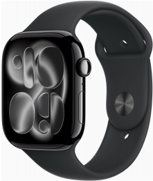 Apple Watch 11 GPS LTE 42mm - Jet Black Aluminium Case with Black Sport Band - S/M (MF834)