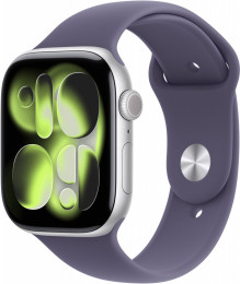 Apple Watch Series 11 GPS - 42mm Silver Aluminium Case with Purple Fog Sport Band - S/M (MEU64)