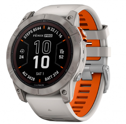Garmin Fenix 7X Pro Sapphire Solar Titanium w. Fog Gray/Ember O. Band (010-02778-14/15/64) EU