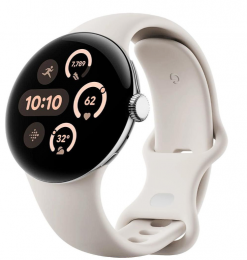 Google Pixel Watch 3 45 mm Wi-Fi Polished Silver Aluminum Case/Porcelain Active Band GA05736-DE EU