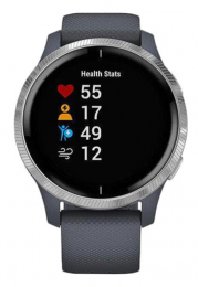 Garmin Venu Silver Stainless Steel Bezel w. Granite Blue and Silicone B. (010-02173-01/03) 010-02173-03 EU