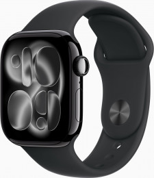 Apple Watch Series 11 GPS 42mm Jet Black Alu. Case w. Black S. Band - M/L (MEQU4)