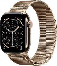 Apple Watch Series 11 GPS + Cellular 46mm Gold Tit. Case w. Gold Milanese Loop - S/M (MFD74)