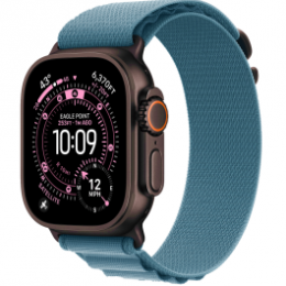 Apple Watch Ultra 3 GPS + Cellular 49mm Black Tit. Case w. Light Blue Alpine Loop - Large (MG9M4)