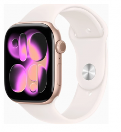 Apple Watch Series 11 GPS 46mm Rose Gold Aluminium Case with Light Blush Sport Band - S/M (MEV64RK/A)