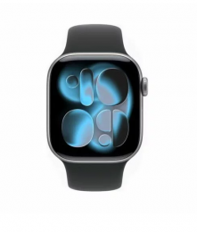 Apple Watch Series 11 GPS 46mm Space Gray Aluminum Case with Black Sport Band - XL (MEW94+MXM53)